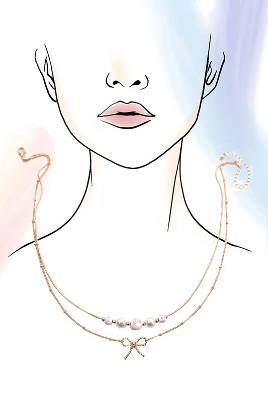 Porcelain Bead Layer Necklace - Pink