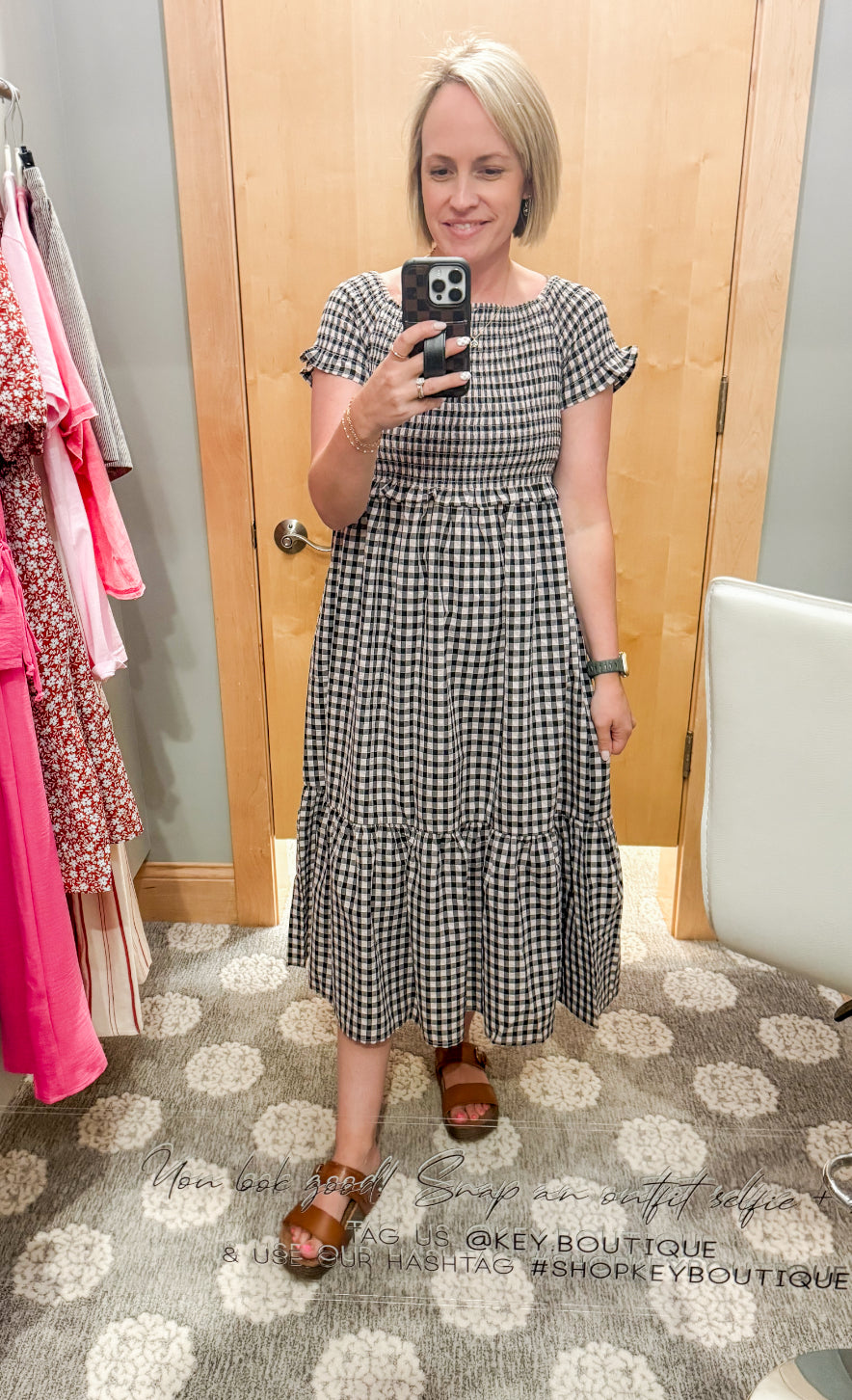 Gingham Midi Dress