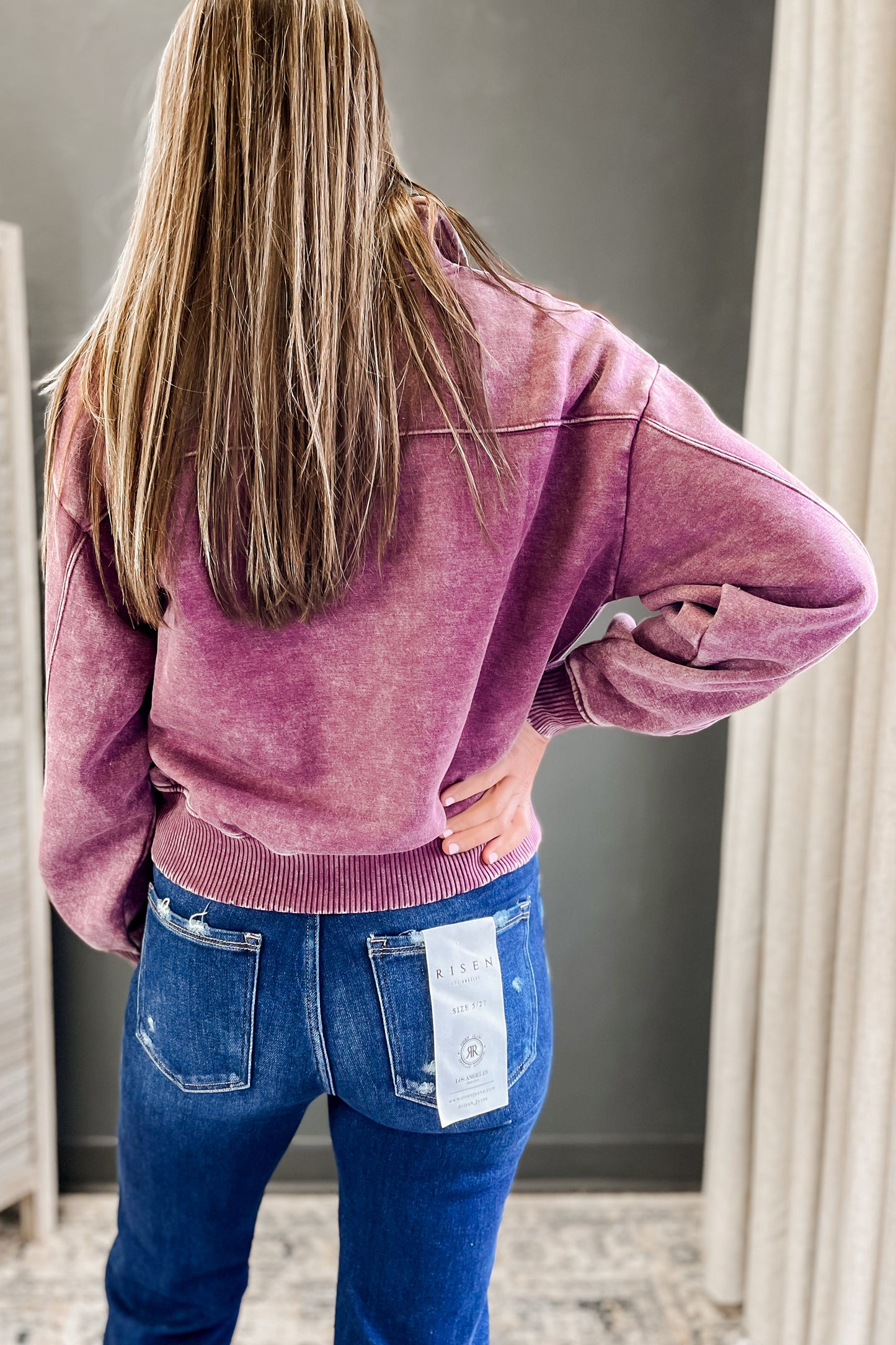 Acid Wash Fleece Half Zip