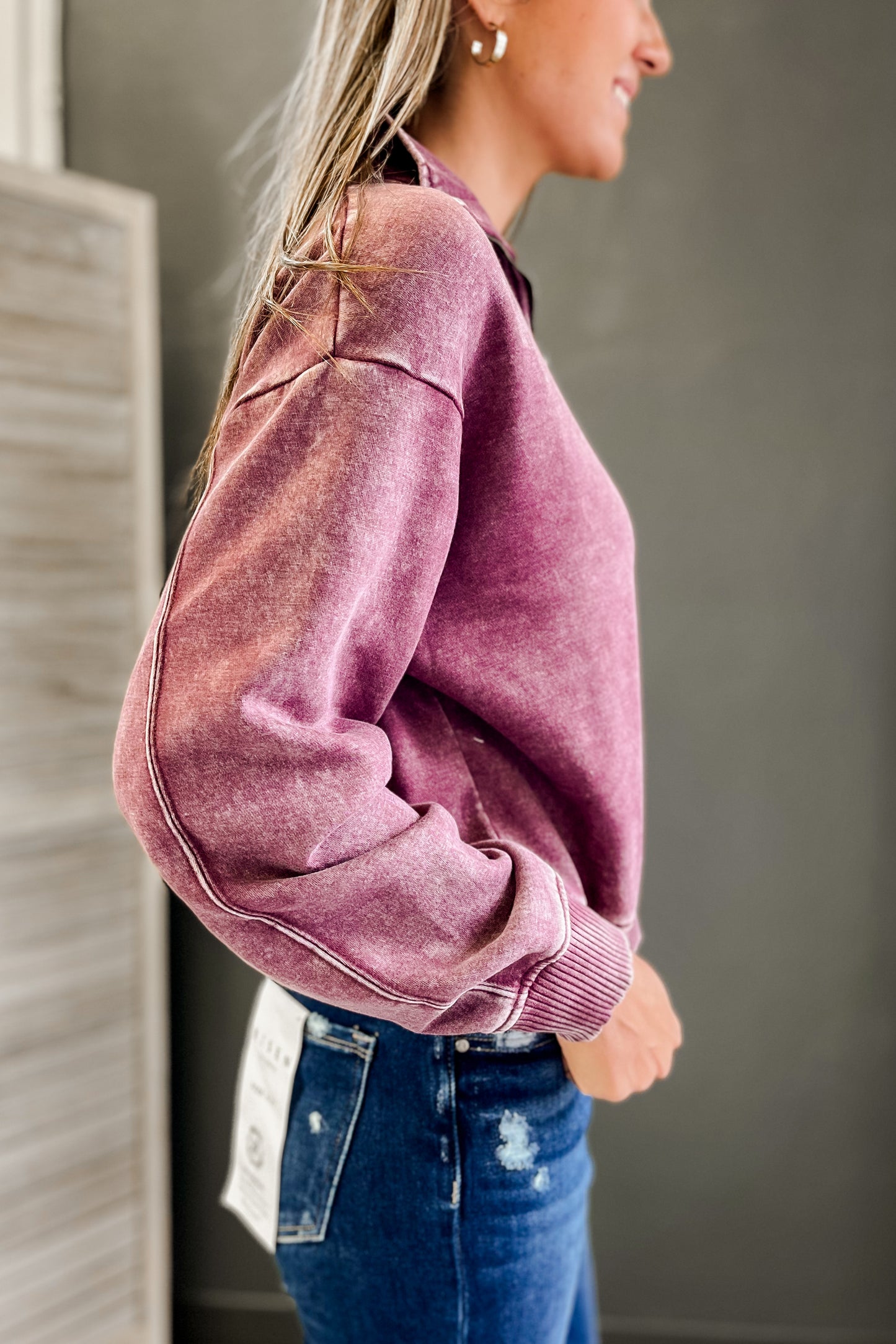 Acid Wash Fleece Half Zip