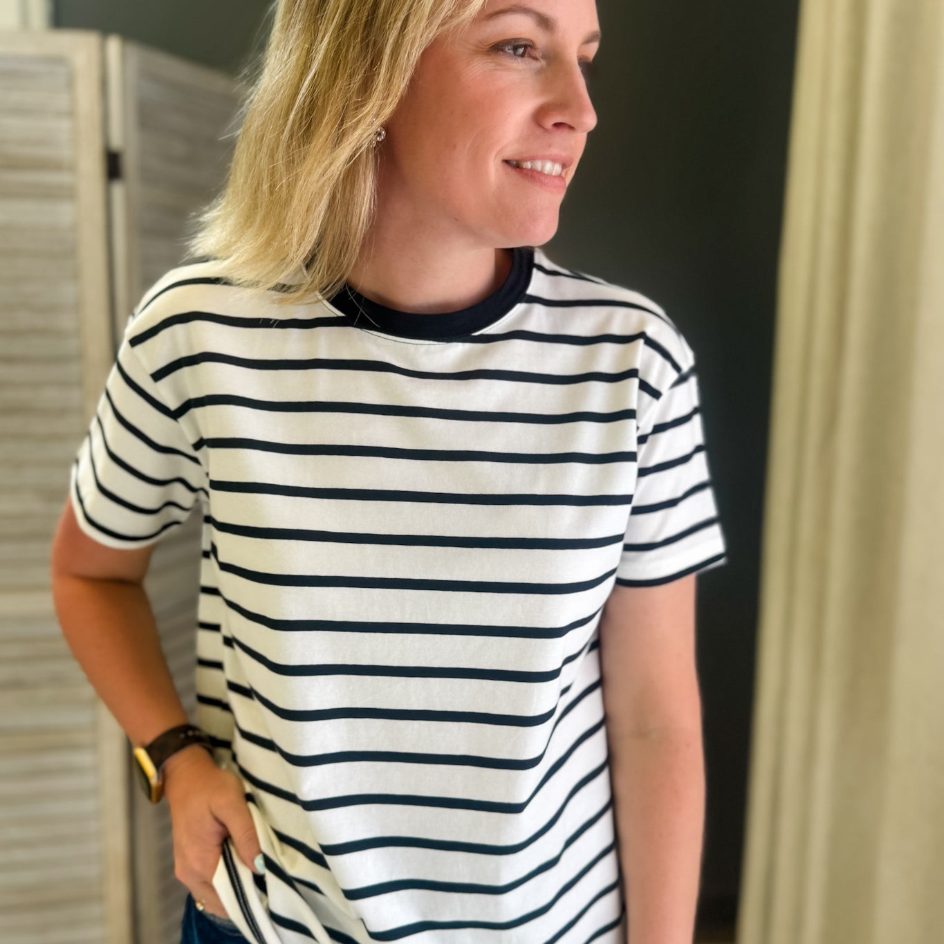 Striped Crew Neck Tee