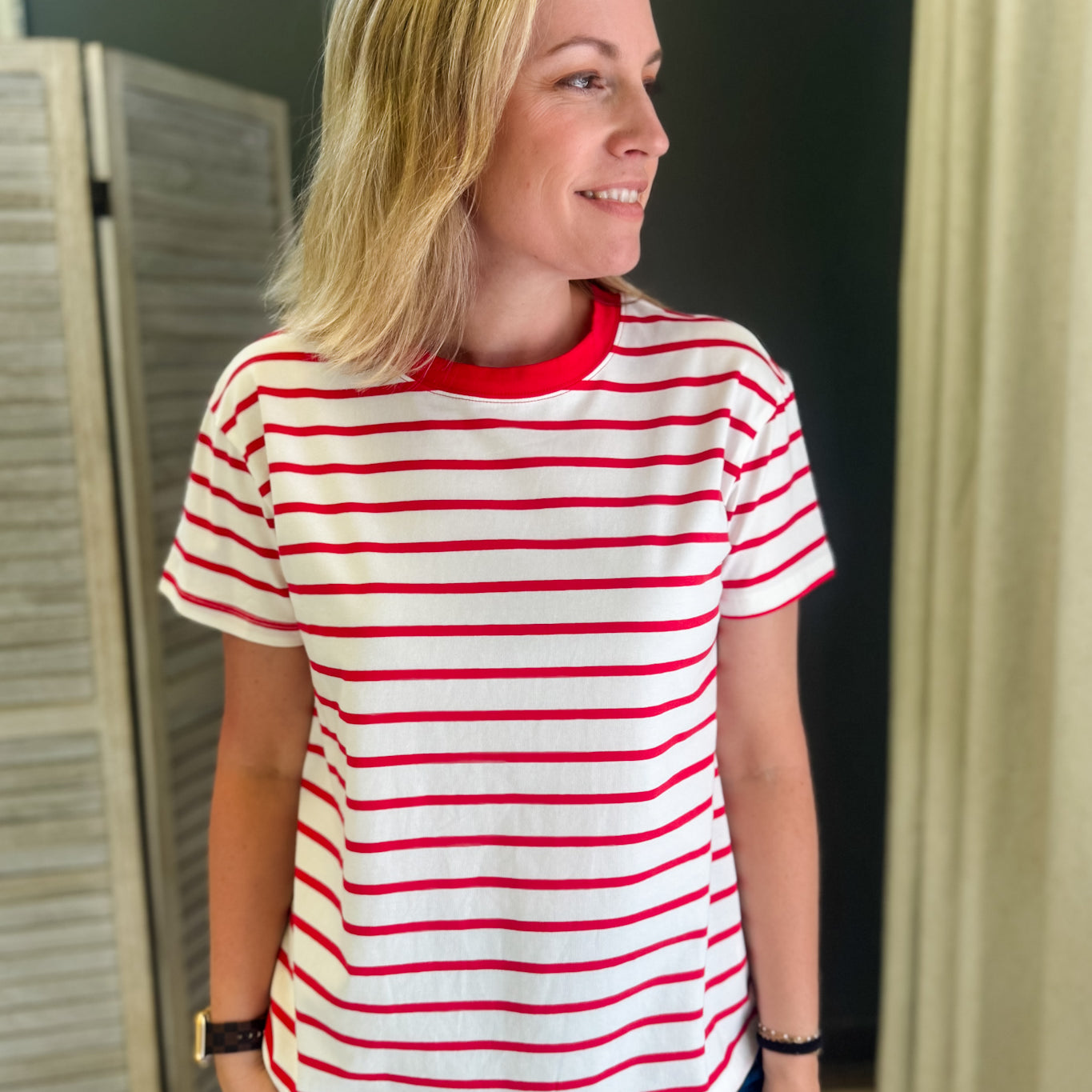 PLUS Striped Crew Neck Tee