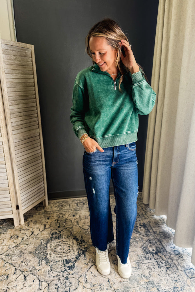 Acid Wash Fleece Half Zipp