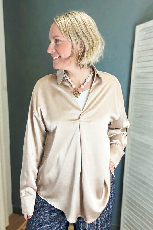 Collared Satin Blouse