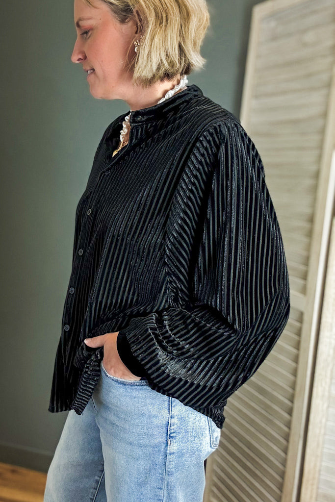 Velvet Striped Blouse