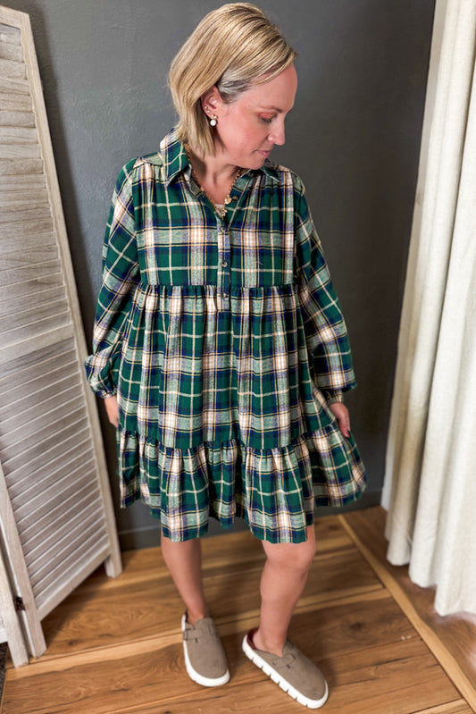 Plaid Tiered Dress