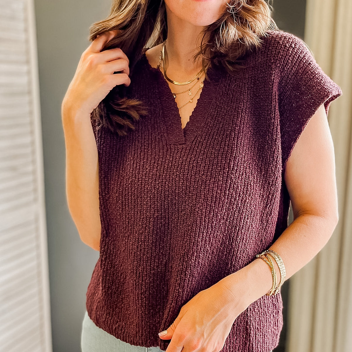 Slub Knit Dolman Top
