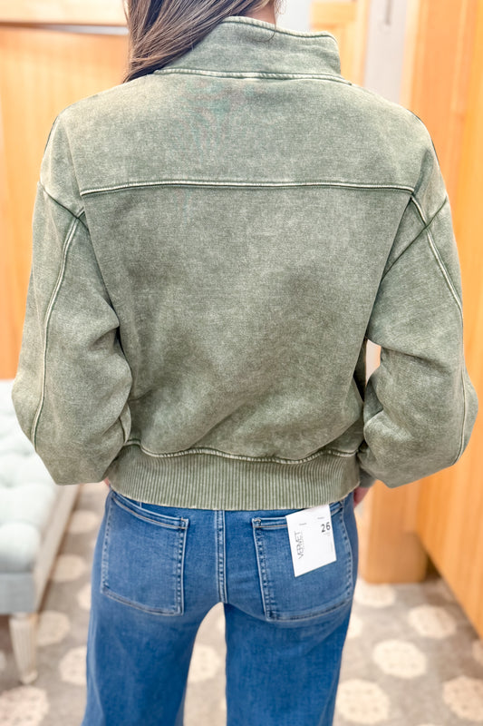 Acid Wash Fleece Half Zip
