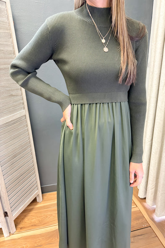 Satin Sweater Dress