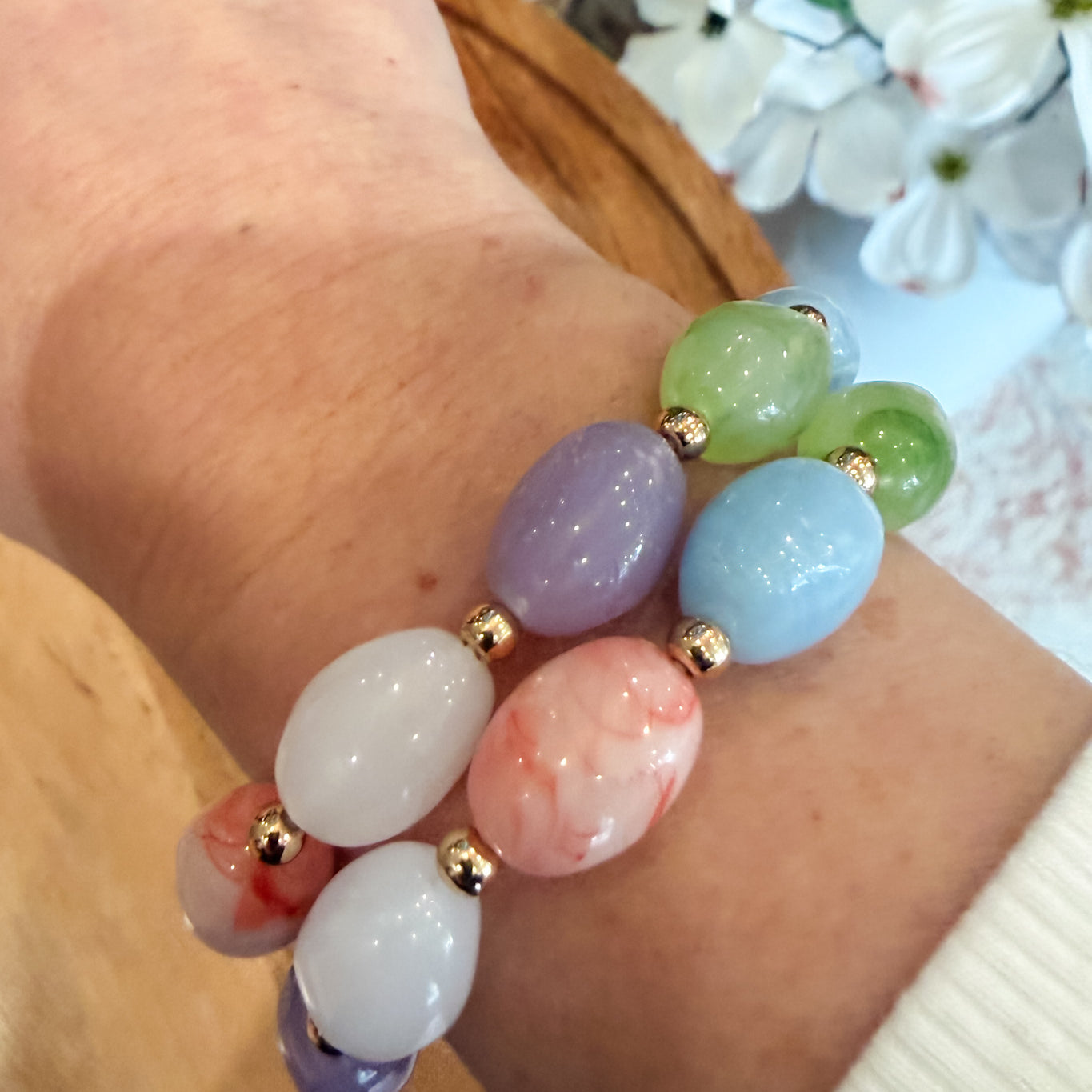 Oval Acrylic Stretch Bracelet Set