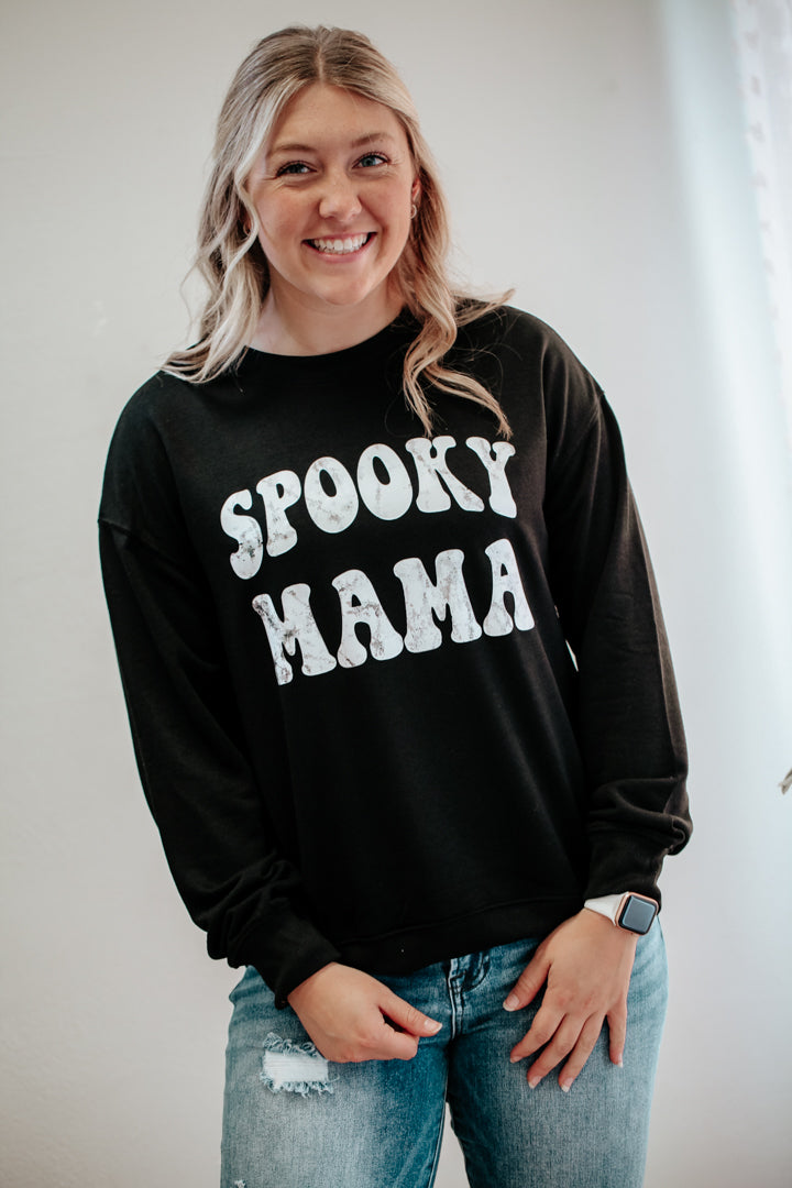 womens black spooky mama sweatshirt