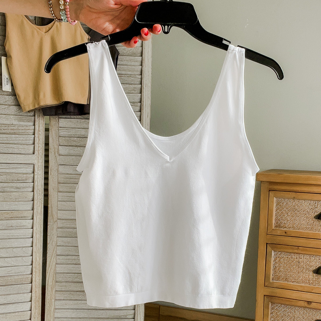 womens white seamless tank layering