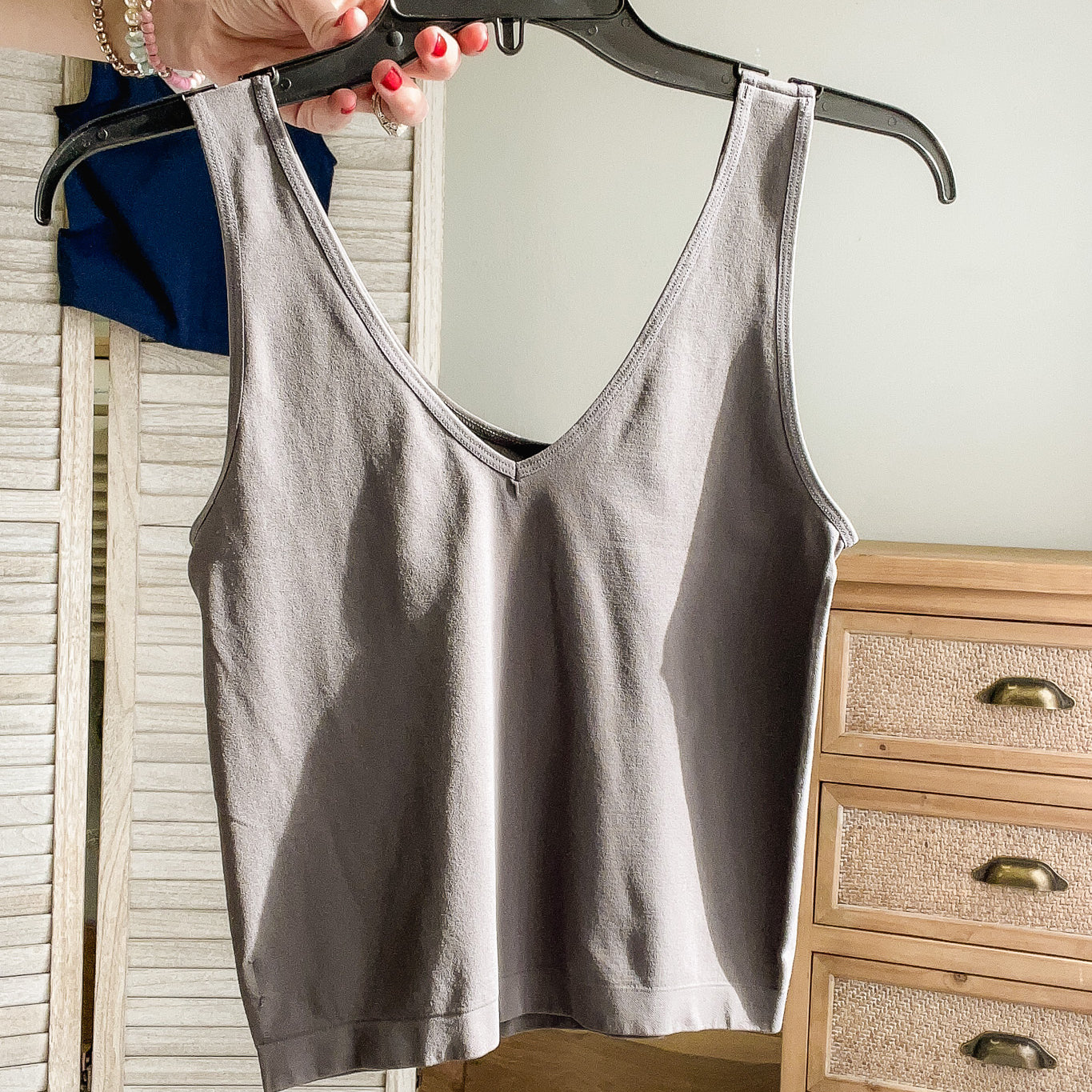 womens grey seamless tank layering