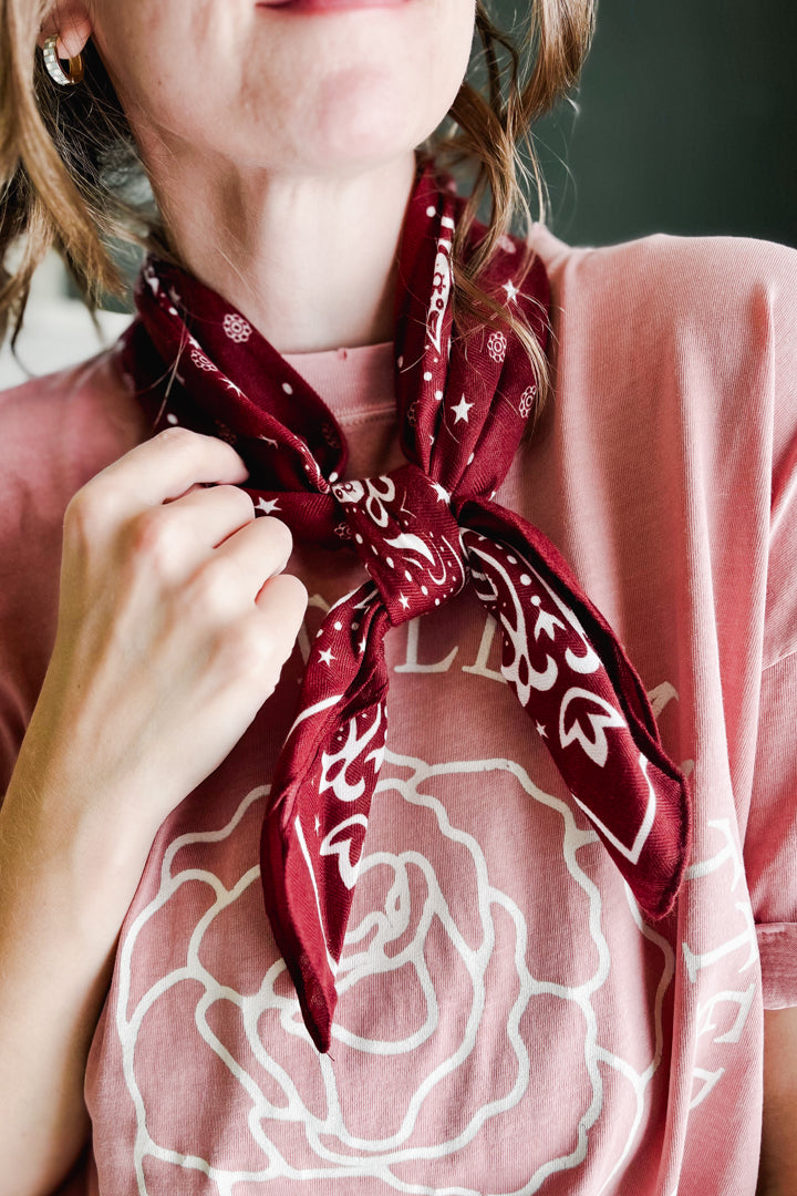 burgundy bandana scarf