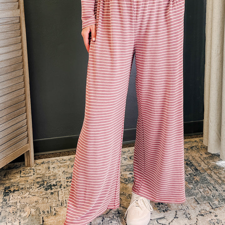 Elastic Striped Pants