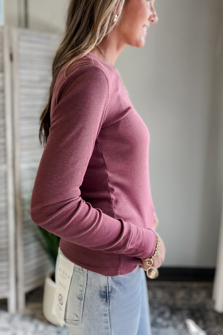 Round Neck Ribbed L/S