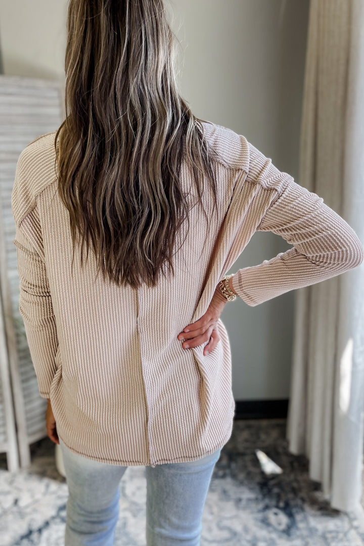 Ribbed Long Sleeve V-neck