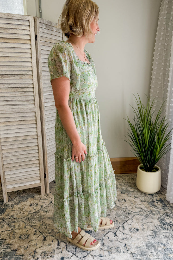 Square Neck Tiered Dress