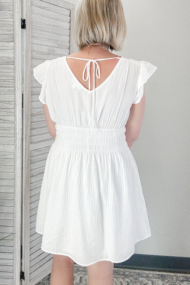 V-Neck Smocked Dress