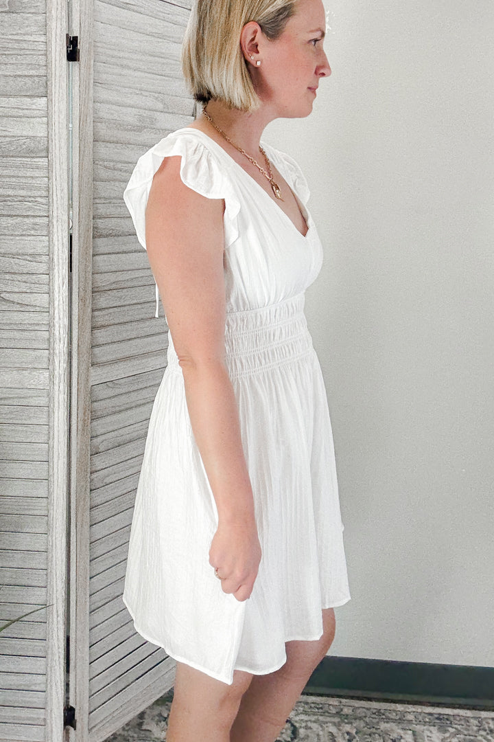 V-Neck Smocked Dress