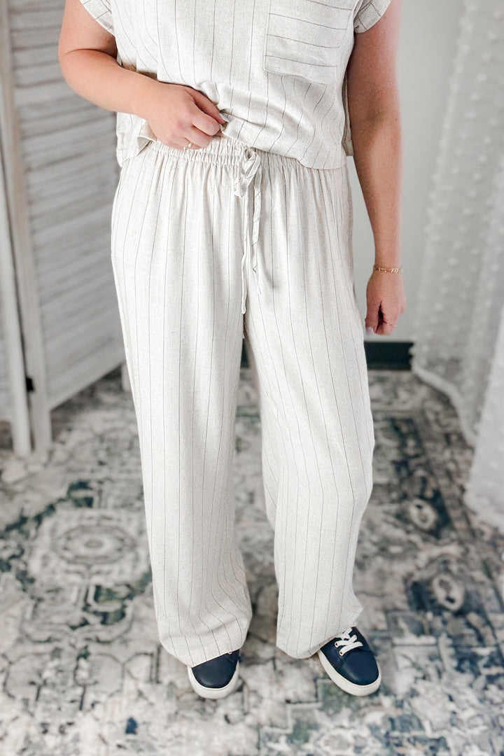 Drawstring Pinstripe Pants