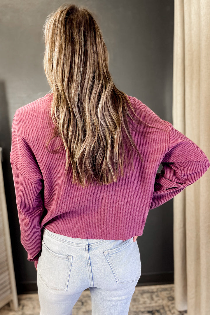 Waffle Knit Long Sleeve Top