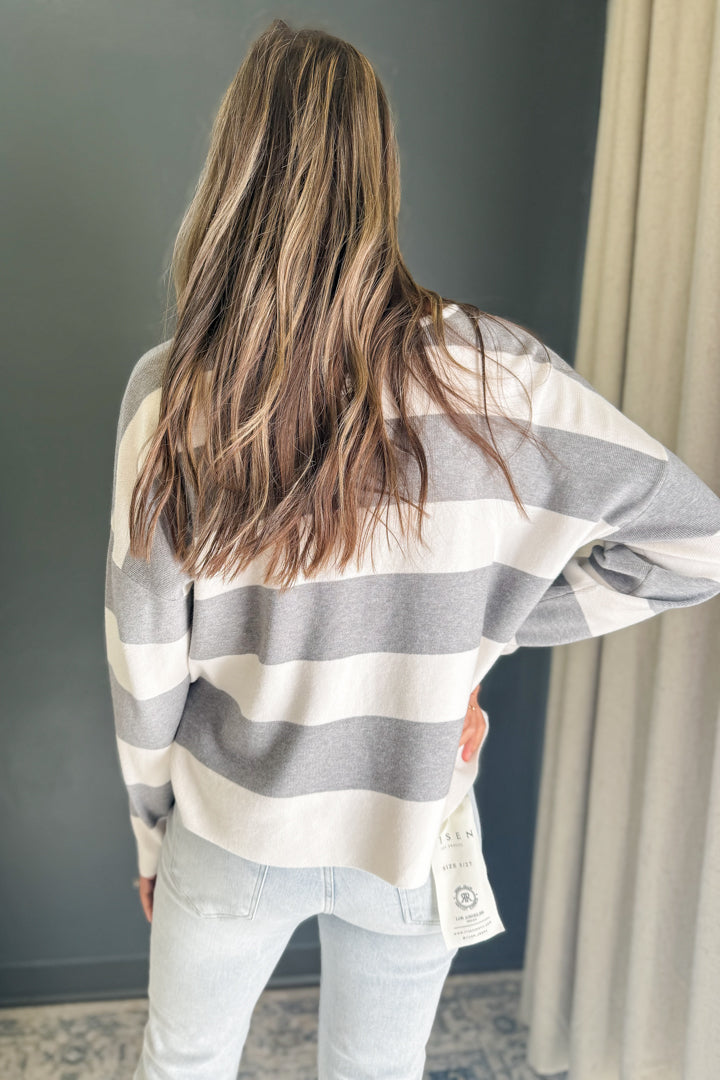 Striped Henley Neck Sweater
