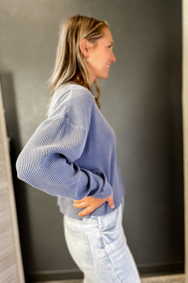 Waffle Knit Long Sleeve Top