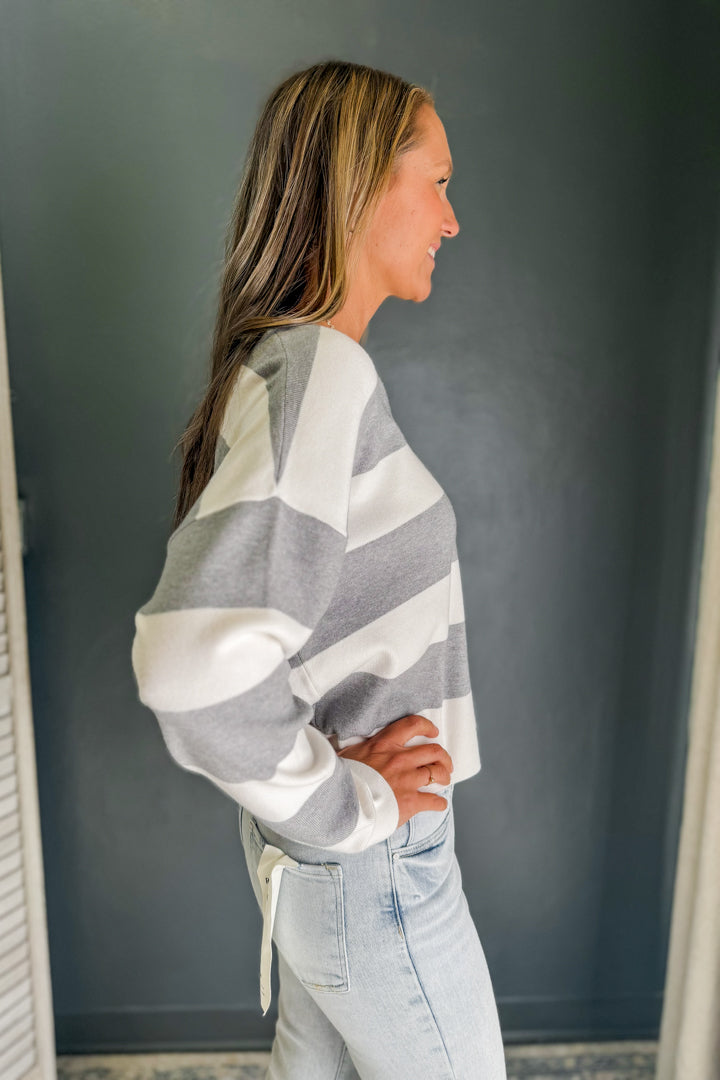 Striped Henley Neck Sweater