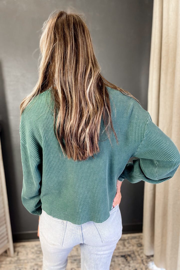 Waffle Knit Long Sleeve Top