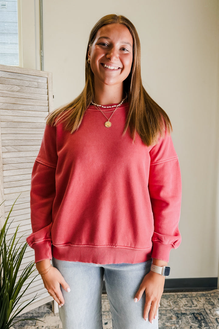 Solid Fleece Pocket Sweatshirt