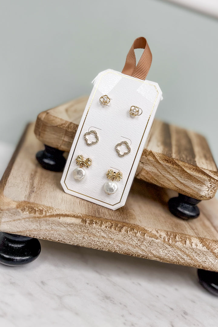 Bow & Clover Earrings Set