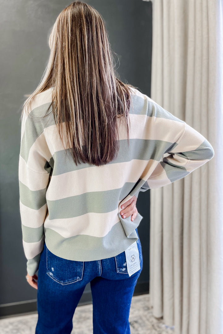 Striped Henley Neck Sweater