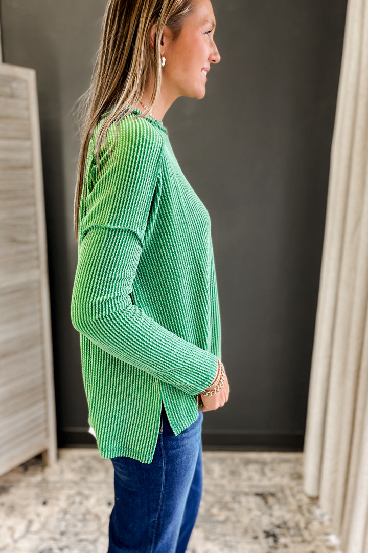 Ribbed Long Sleeve Round Neck