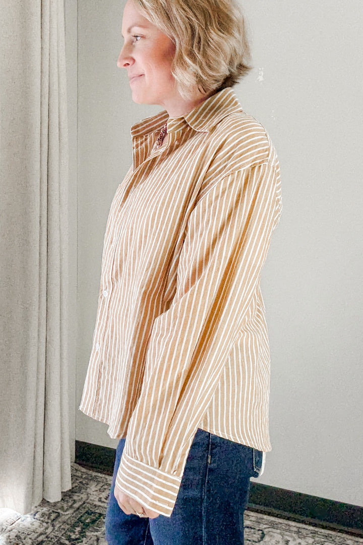 Vertical Stripe Collar Top