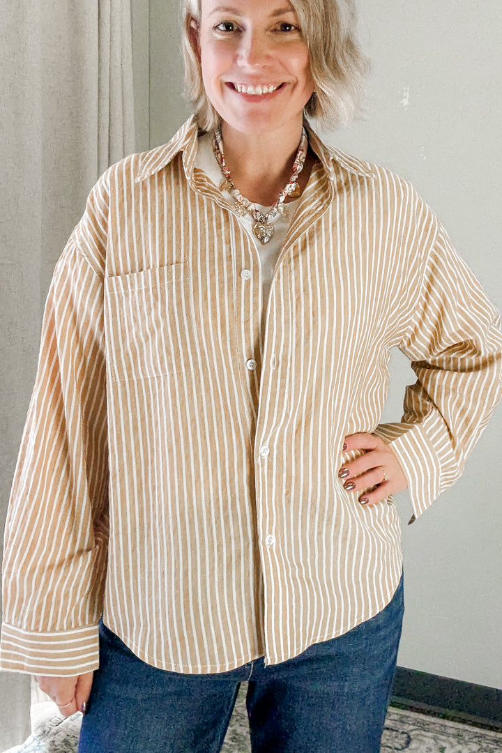 Vertical Stripe Collar Top