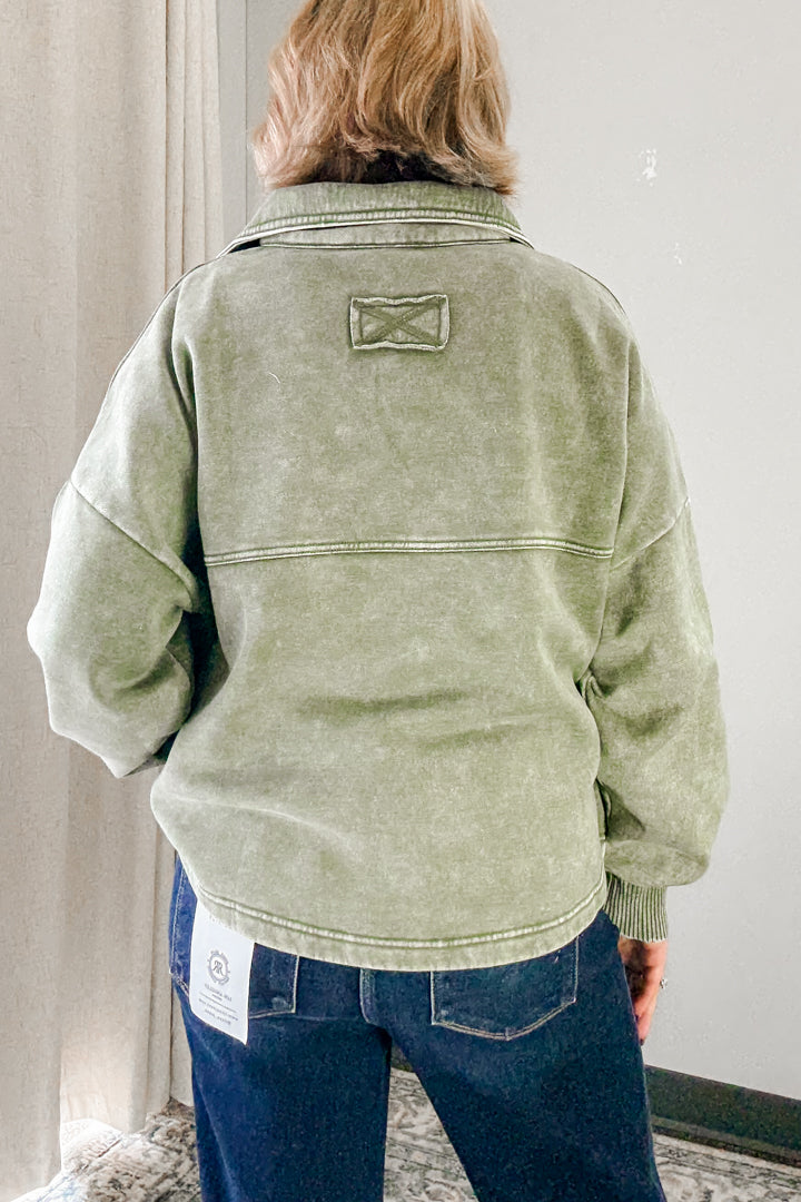 Acid Wash Fleece Shacket