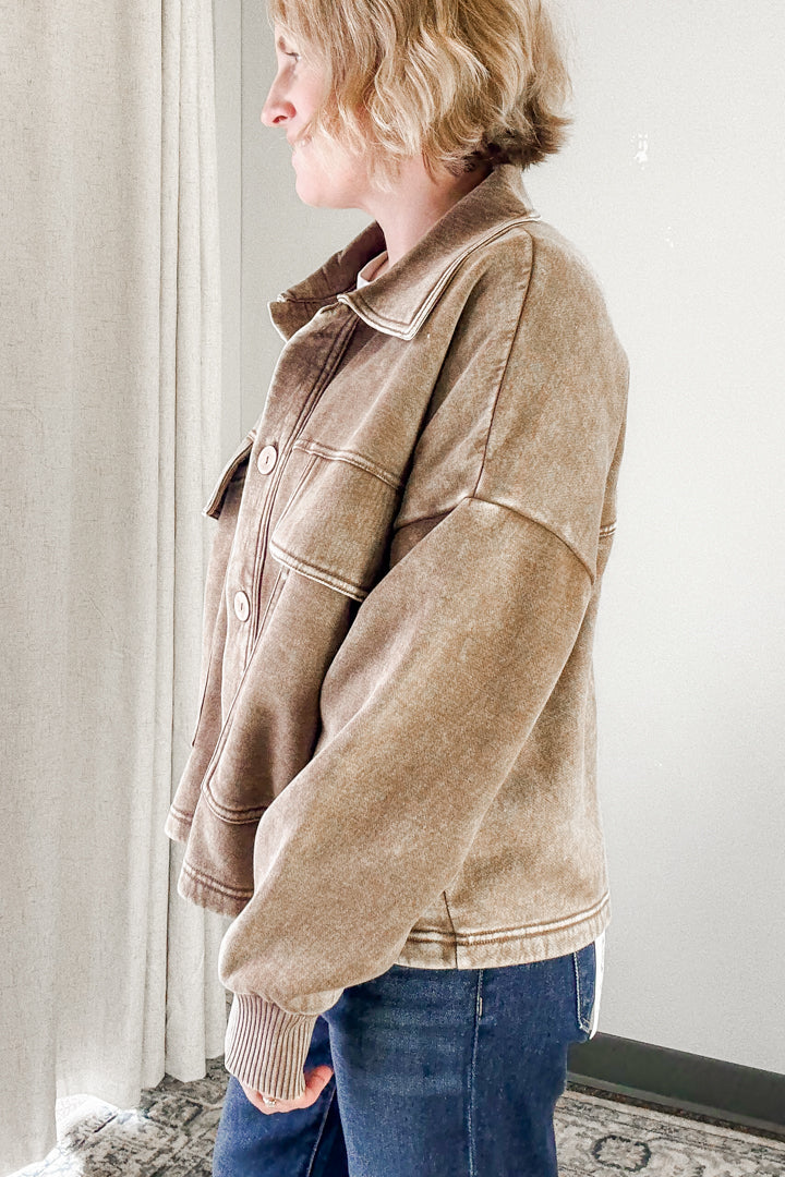 Acid Wash Fleece Shacket