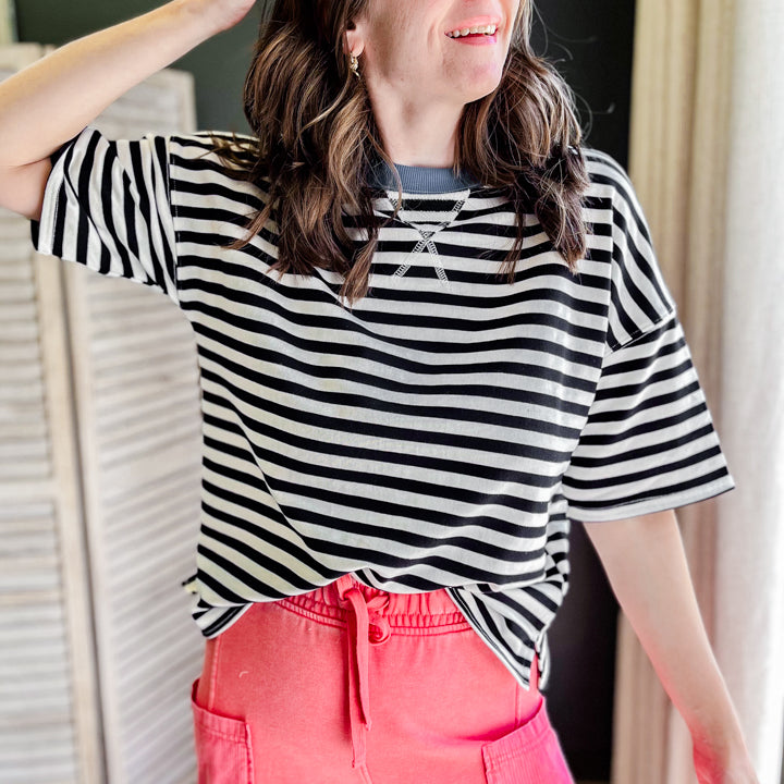Striped Color Block Tee