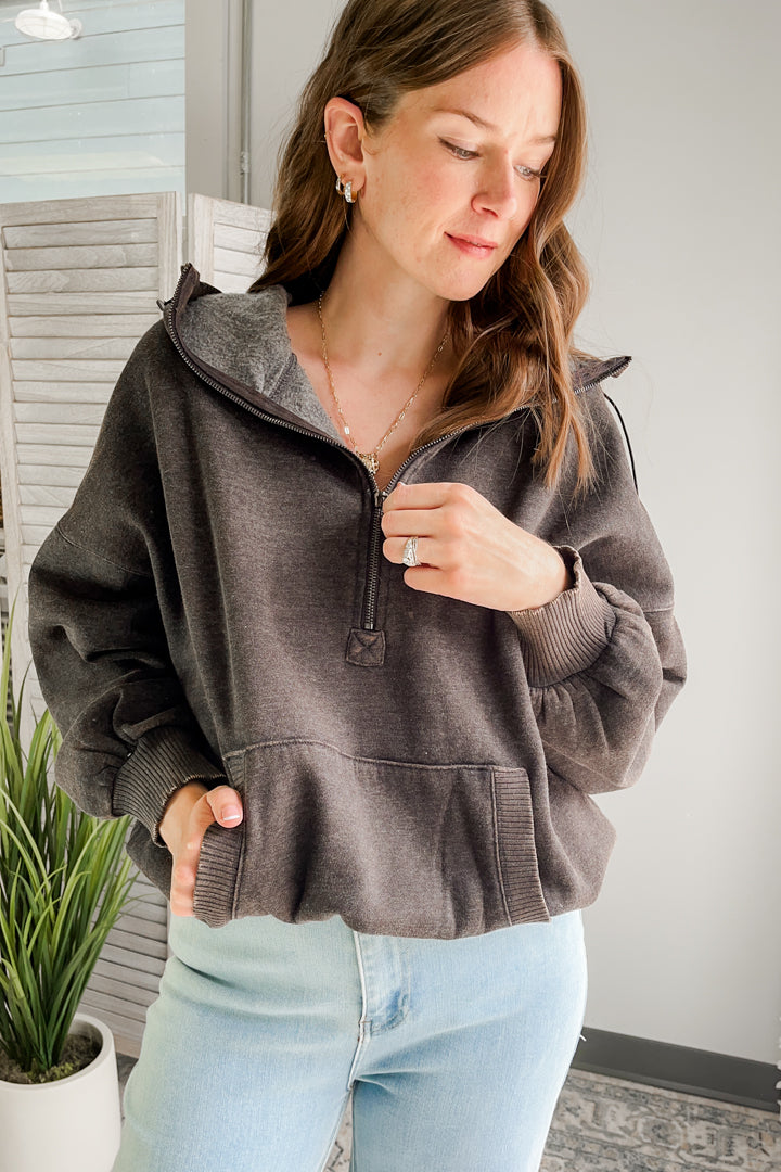 Women's oversized acid wash hoodie sweatshirt black