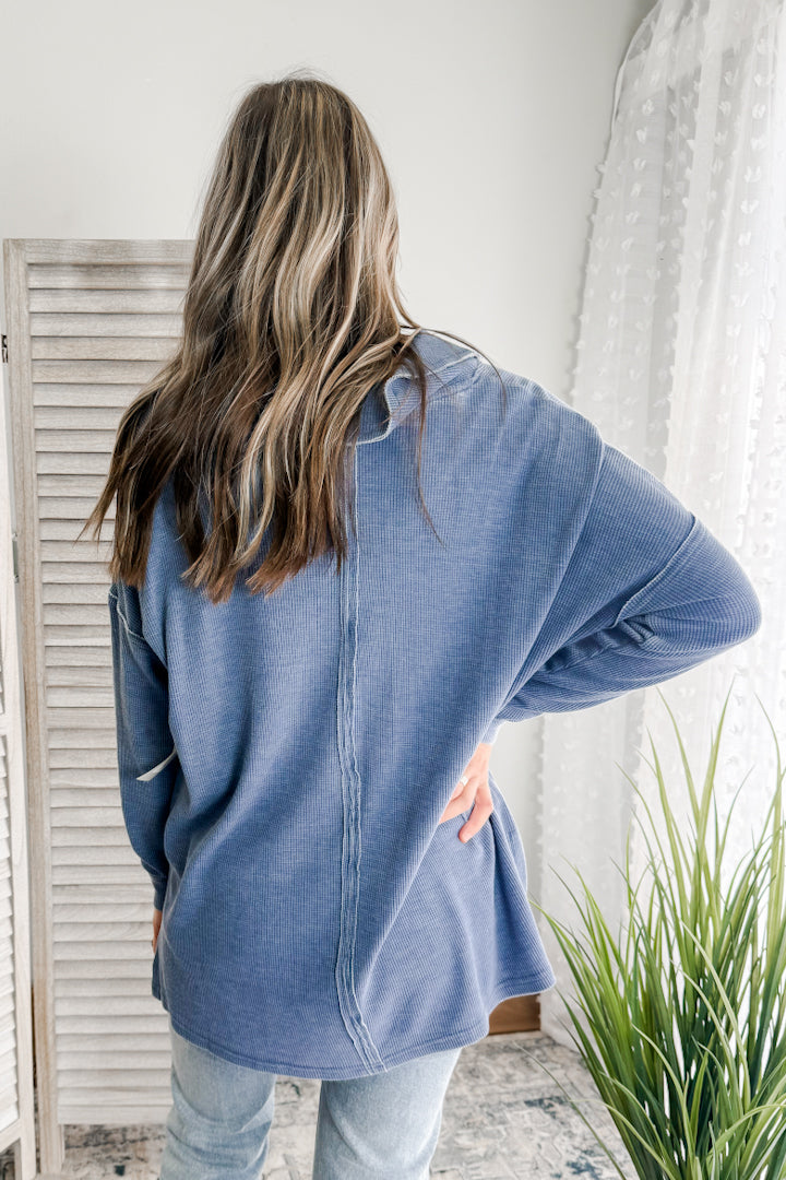 Waffle Collar Pullover