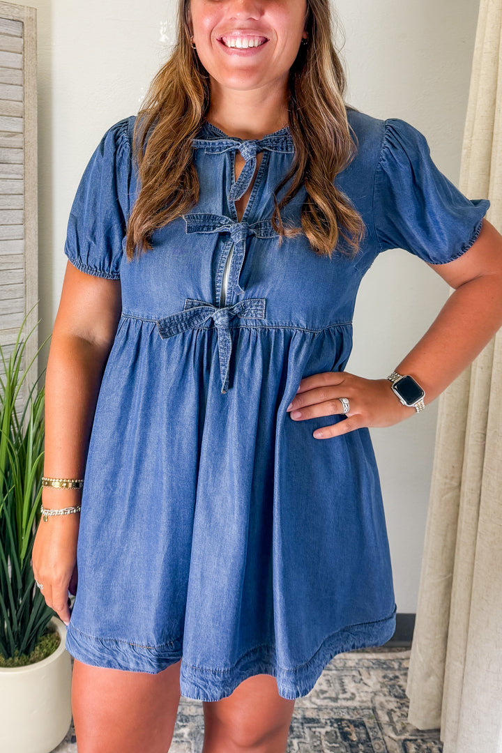 Tie Front Chambray Dress