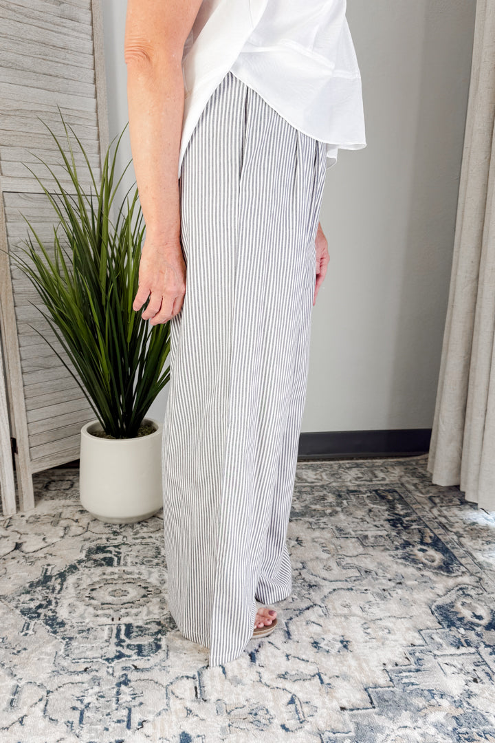 Pleated Striped Pants