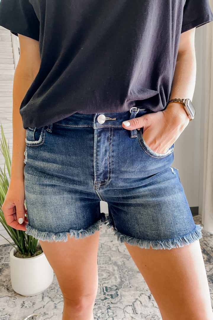 Frayed High Rise Shorts