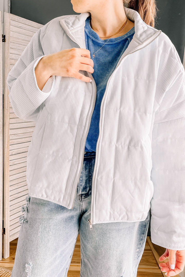 A quilted light weight jacket for the season