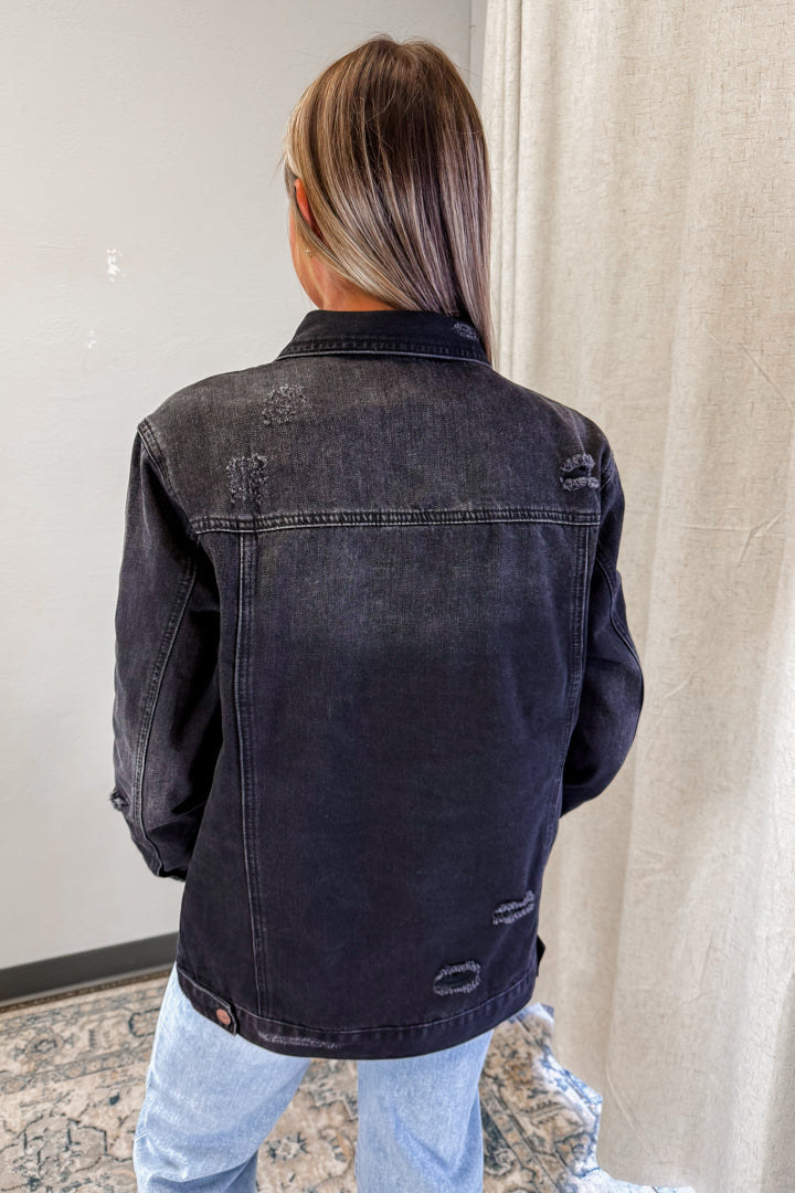 Loose Distressed Denim Jacket