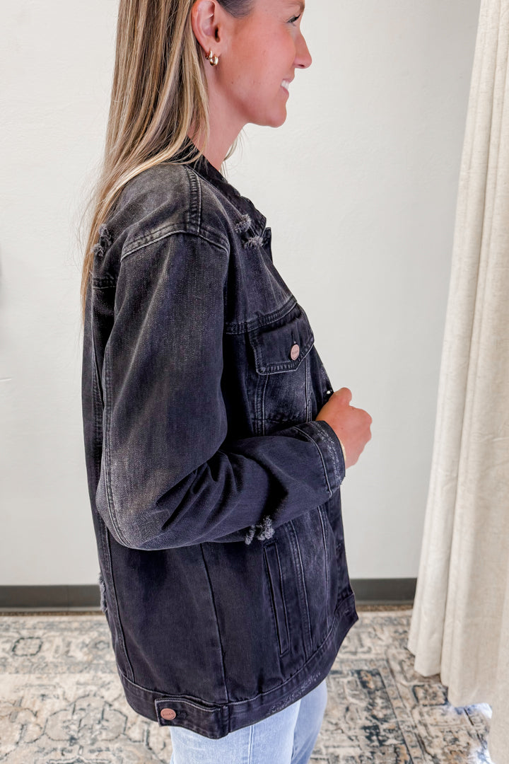 Loose Distressed Denim Jacket