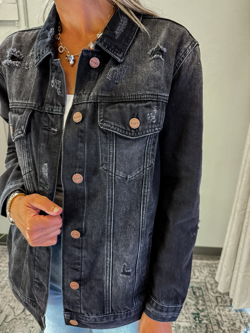 Loose Distressed Denim Jacket