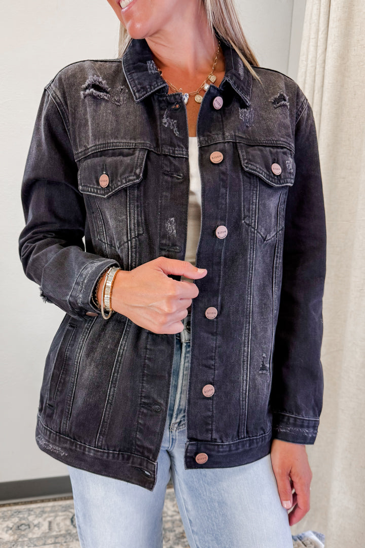 Loose Distressed Denim Jacket