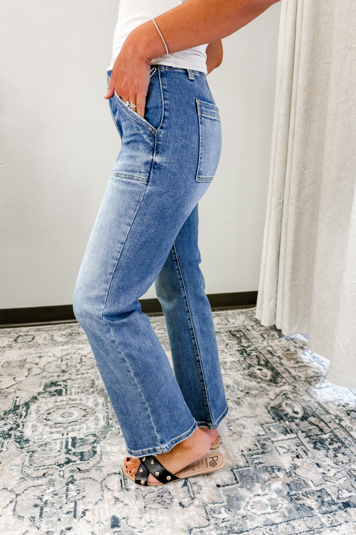 Patch Pocket Straight Jeans